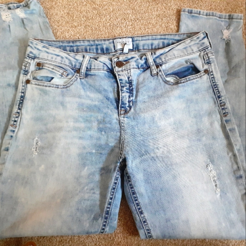 Celebrity Pink Destroyed Denim Capris
